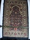 Kadifiteks Turkish Prayer Rug 27x45    Black Red And Gold With Fringe
