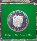 1976 Panama Proof  925 Silver One  balboa  Coin Franklin Mint Carded  ec3 Ecc c