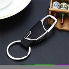 Silver Metal Leather Car Keychain Keyfob Key Chain Ring Keyring Accessories