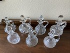 Lot Of Vintage Cruet Pitcher W  Pressed  Cut Glass Stopper Oil Vinegar Syrup