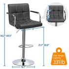 Barstools Swivel Leather Stool Adjustable Bar Chair Kitchen Chairs set Of 2 grey