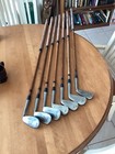 Antique Hickory Wood Shaft Tom Stewart 7 Club Iron Set Golf Clubs