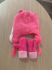 The Children s Place Pink Cat Beanie And Mitten Set Kids Size 4-7 Fleece Lined
