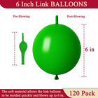 Green Link Balloons 6 Inch 120 Pcs Latex Quick Linking Balloon For Birthday Wedd