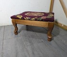 Vintage Victorian Solid Wood Floral Needlepoint Sewing Footstool Stool P22