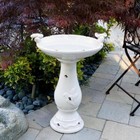 24 In  Height Birdbath Pedestal Antique Ceramic Shallow Bowl Outdoor Home Garden