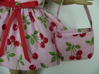 Handmade New 18  Doll Clothes Fits American Girl Cherries Pink Dress   Bag