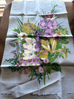 Lovely Ulster Floral Bouquet Tea Towel Nwt Linen Blue Purple Phlox Peony Daisy