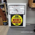 Vintage Buy Consumer Money Order Advertising Clock Lights Up Illuminated Works