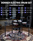 Donner Ded-200 Max Electric Drum Set With Throne Headphones Dual Zone Quiet Pads