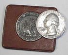 Antique Vtg Sterling Silver St Saint Christpher Be My Guide Leather Pocket Medal