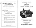 Singer 246-2 Sewing Machine Service Manual - Steel Wire Bound - Tough Covers