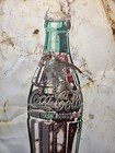 Vintage 1950s Original 36  White Coca Cola Bottle Button Metal Sign Rough Patina