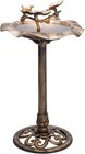 34  Tall Pedestal Birdbath With Bird And Flower  Bronze