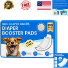 Dog Diaper Liners 100ct Booster Pads Male Female 4 Adhesive Strips Belly Band