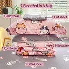 Gusuhome 7 Piece Girls Cats Bedding Comforter Set Twin Size For Kids Bed In A