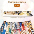 12 Pack Narrow Satin Scarves Women Neck Headband Hair Tie Handbag Wrap