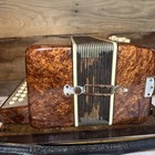 Vintage Frontalini Button Accordion  Concertina In  Brown Pearl With Wooden Box
