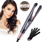 Professional 2-in-1 Hair Straightener   Curler     Gold Titanium Ceramic Styling