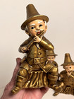 Set Of 4 Vintage Christmas Elf Figurines Music Band Gold Leprechaun Gnome Pixies