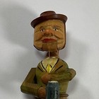 Vintage Wood Carved Figural Mechanical Bottle Cork Stopper