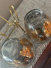 3pc Culver Carnival Glass Set Mcm Retro Barware Garnish Bowls Caddy