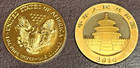 2004 1 Oz Silver Eagle   2014 1 Oz Silver Panda Coins Gold Plated - Item 195