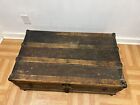 Vintage Wood Steamer Trunk Chest Coffee Table Storage Box Antique Decor Brown Pa
