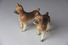 Vintage Ceramic Boxer Dog Salt   Pepper Shakers - No Stoppers 
