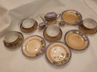 Vintage Childs Peach Luster Tea Set  Complete   Purpleisblue   Gold  Pink - Mint