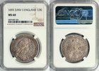 Great Britain 1693 William   Mary Siver Half Crown Ngc Ms-60 Superb Mint State  