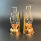 2 Vtg Coppercraft Guild Copper Brass Hurricane Lamp Candle Wall Sconce Set Pair