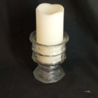 Vintage Le Smith Textured Ice Glass 3 Way Candleholder 5  Taper  Pillar  Votive