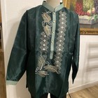 Traditional Green Barong Tagalog With Short Sleeves   Embroidery Design
