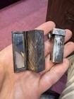 800 Silver Vintage Engraved Lipstick Holder Case W  Mirror  Green Stone Top