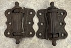 Pair Of Antique Cast Iron Spring Hinges - Vintage Door Hardware