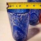 Swirl Art Glass Vase  Blue   Tangerine Orange  Vtg Hand-blown Thick  U-pick