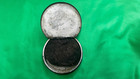 Vintage Brass Metal Round Cast Box And Contents 