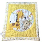 4 Piece Crib Bedding Set Yellow White Animals Giraffe Monkey Jungle Baby