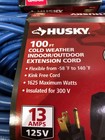 Husky 100 Ft  14 3 Medium Duty Cold Weather Indoor outdoor Extension Cord  Blue
