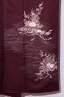 Japanese Kimono Vintage  Authentic Silk Satin Kimono In Burgundy With Floral