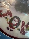 Vtg Titan Jolly Santa Reindeer Christmas Tree Skirt Felt Sequin Kit