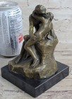 Signed Rodin Kiss Romance Love Lovers Bronze Marble Sculpture Statue Home Decor