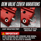 Honda K-series K24 K20 Valve Cover Powder Coated Wrinkle Red Type R Civic Rsx