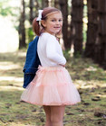Soft Peach Tiered Tutu Skirt With Bow