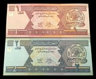 Authentic Afghanistan Bank Notes 1 And 2 Afghani Bills - A Remembrance Of War