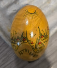 Holy Land Travel Religious Souvenir Olive Wood Bethlehem Egg Painted Scenery