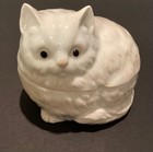 Vintage Otagiri Kitty Cat Shape Two Piece Ceramic Jewelry   Trinket Box Japan