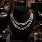 Feel Style Cuban Link Chain Diamond Iced Out Gold Silver Plated 13mm New