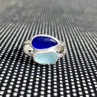 Aqua Cobalt Blue Genuine Caribbean Sea Glass Sterling Silver Ring Size 8